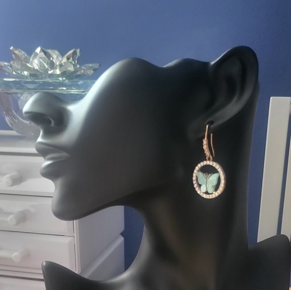 Chic Butterfly Earrings in Gold and Blue